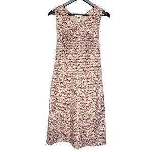 BYTHREE Women's Dress Abstract Script Sheath Sleeveless Lined V-Neck Size Small